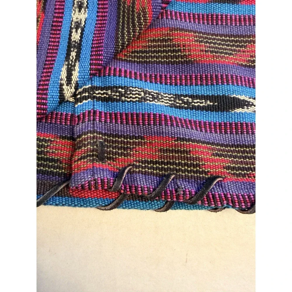 Vintage Neiman Marcus Size 6 Med Cotton Leather Aztec Wrap Skirt Boho USA Made